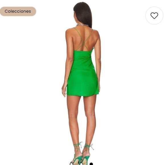 GAUGE81 Shiori Draped Silk Mini Dress Apple Green Medium - Picture 6 of 15